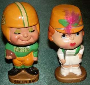 VINTAGE GREEN BAY PACKERS KISSING BOBBLE HEADS NODDERS  