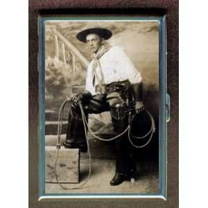 KL WESTERN COWBOY ANTIQUE PHOTO ID CREDIT CARD WALLET CIGARETTE CASE 