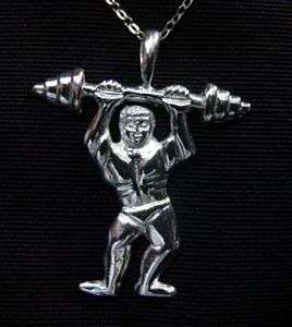 Weight Lifter Fitness Silver Pendant charm Body Builder  