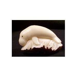  Ivory Manatee Tagua Nut Figurine Carving, 2.4 x 1.6 x 1.2 
