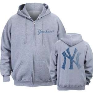   Yankees Field Idol II Full Zip Grey Hooded Sweatshirt: Sports
