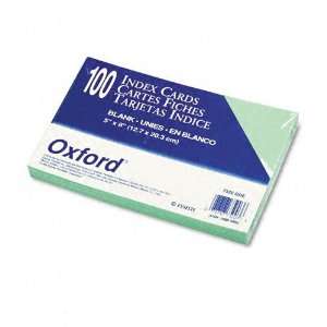  Oxford® Unruled Index Cards, 5 x 8, Green, 100 per Pack 