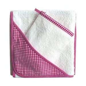    Tadpole Classics Gingham Fuchsia   Hooded towel & mitt Baby