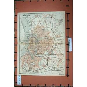    MAP 1891 RHINE STREET PLAN TOWN DUSSELDORF GERMANY