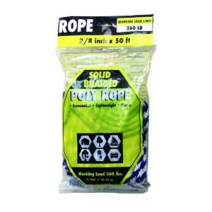 Rope King SBP 3850BW Solid Braided Poly Rope 3/8 inch x 50 feet   Blue 
