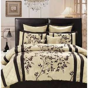  8pc Modesto King Comforter Set Beige/Brown: Home & Kitchen