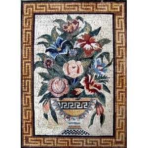  28x40 Marble Mosaic Floral Art Tile Wall Decor