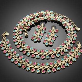   cirrus yellow earrings bracelet necklace set Swarovski Crystals  