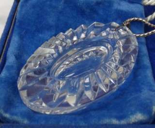 Vintage Waterford Crystal Oval Pendant Necklace Sterling Silver Chain 