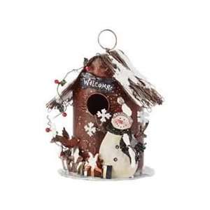 Painted Metal Xmas Birdhouse 