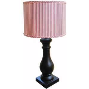  Black Column Lamp with Vintage Pink Stripe Shade: Home 