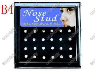12style nose stud Nostril pierced bull ring +display  