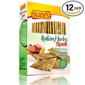 Suzies Spelt Flatbreads with Italian Herbs, 4.5 Ounce Boxes (Pack of 