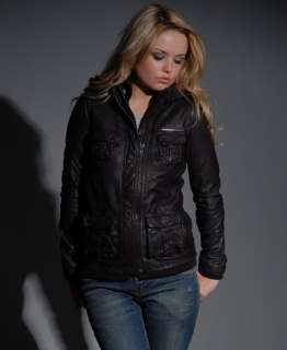 New Womens Superdry L65 Leather Jacket BD436/5200  