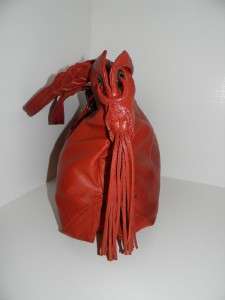 Large Junior Drake Red Leather Purse Handbag Hobo  