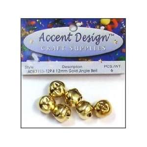  Accent Design Jingle Bell 12mm 6pc Gold (3 Pack): Pet 