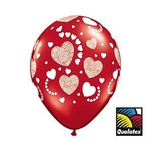  12) Red With Diamond Hearts 11 Latex Balloon: Health & Personal Care