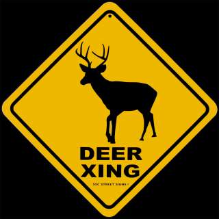 Buck Stag DEER CROSSING Warning Caution Tin Street Sign  