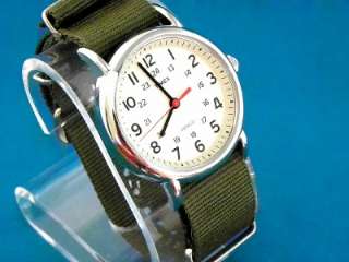 VINTAGE TIMEX MILITARY 60S STYLE 24 HOUR DIAL WATCH WITH G 10 STRAP 
