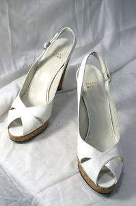 Stuart Weitzman Heels Womens cream white shoes lace leather used 11 