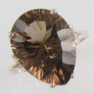 16X12 PEAR SHAPED SMOKEY TOPAZ RING IN SILVER SIZE 7.25  