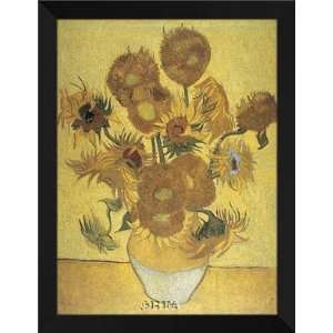  Van Gogh FRAMED 28x36 Sunflowers (Yellow Background 