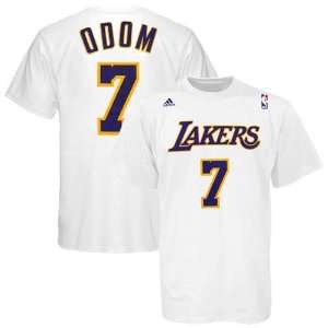 adidas Los Angeles Lakers #7 Lamar Odom White Player T shirt:  