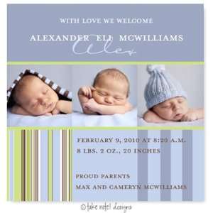   Note Designs Digital Photo Birth Announcements   Alexander Eli Stripes