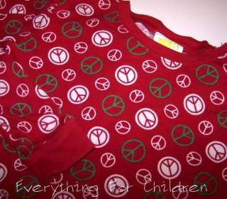 Boys CRAZY 8 pajamas 12 Christmas cotton long pjs peace signs red 