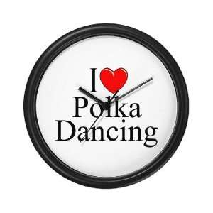  I Love Heart Polka Dancing Music Wall Clock by  