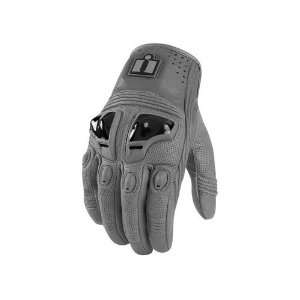  ICON JUSTICE LEATHER STREET GLOVES GRAY SM: Automotive