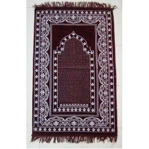  Islam Soft Prayer Rug Beautiful Design   Burgundy & White 