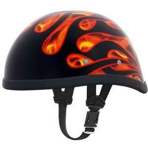   Flames Skull Cap Novelty Motorcycle Half Helmet [Small]: Automotive