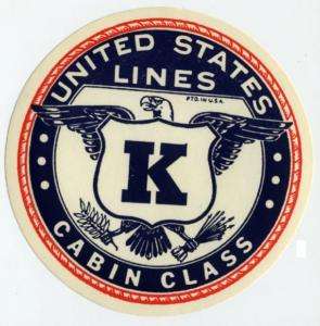 Cabin Class ~UNITED STATES LINE~ Old Steamship Label  