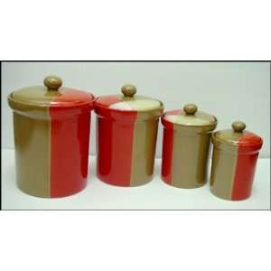  Sango Gold Dust Red Canisters, Set of 4