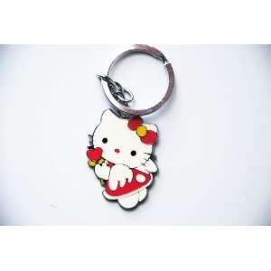    Red Hello Kitty Keychain Holding a Red Heart 