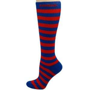   Ladies Royal Blue Crimson Striped Knee High Socks: Sports & Outdoors