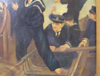ANTIQUE ART Military Nautical LANCE CALKIN Oil Painting  