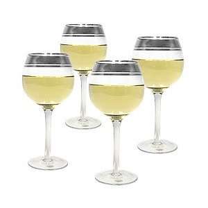  Colin Cowie Silver Trimmed Wine Glasses   Set of 4 