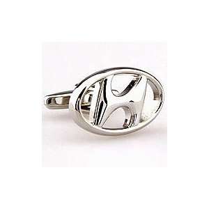   Silver Hyundai Auto Cufflinks Cuff Links Car Racing 