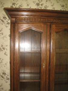   Charter Oak China Hutch Seeded Glass & Carved Panels 240 stain  
