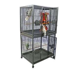  Stainless Steel Double Stack Bird Cage: Pet Supplies