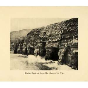 1906 Print Elephant Heads Caves La Jolla California Coastal Landscape 