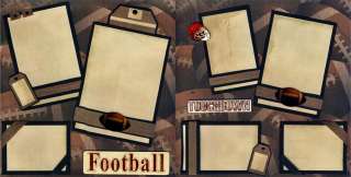 FOOTBALL ~ 2 PREMADE 12X12 PAGES paper piecing 3D ACCENTS boy teen 