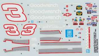 Dale Earnhardt Goodwrench Chevy 1/32 Slot Car Decals  