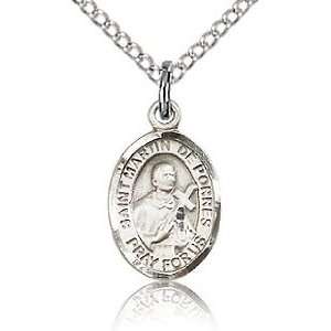   Sterling Silver 1/2in St Martin de Porres Charm & 18in Chain Jewelry