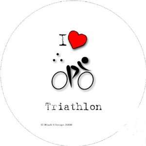 I Love Triathlon 2.25 inch (58mm) Round Fridge Magnet 