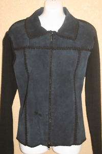 Carolyn Taylor Black Suede Jacket Sweater Womans Large  
