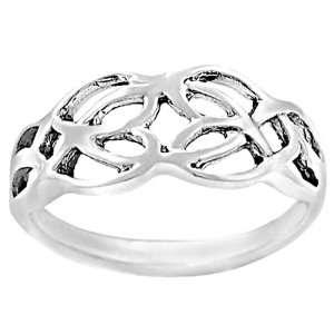  Sterling Silver Double Celtic Heart Ring: Jewelry