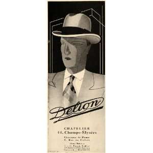  1929 Ad French Hat Fedora Milliner Art Deco Delion Mens 